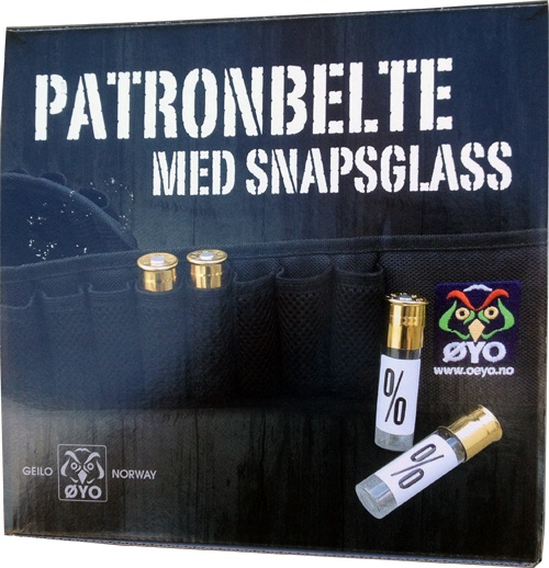 Patronbelte med 4 snapsglass